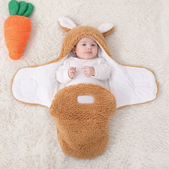 Super Soft Baby Sleeping Bag Fluffy Fleece Newborn Blanket Swaddle Blankets, Unisex Baby Wrap For Newborn Baby Boys Girls With Head-Protecting & Head-Supporting Function, Wearable Swaddle Sleep Sack - Otaj Gifts