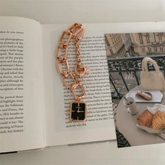 Steel Belt Chain Special-interest Design Square Pendant Dial A Little Retro Watch - Otaj Gifts