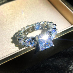Gold Plated Square Zircon Diamond Ring Women's Wedding Bands - Otaj Gifts