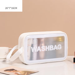 Pu Transparent Three Piece Makeup And Wash Bag Large Capacity - Otaj Gifts