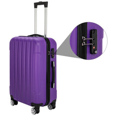 Vertical 3-in-1 Spinner Wheel With Handle Trolley Case 20in 24in 28in ABS Aluminum Alloy Trolley Classic Color - Purple - Otaj Gifts