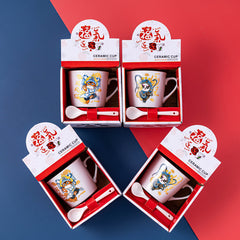 Creative Ceramic Mug with Spoon and Cartoon Character - Otaj Gifts
