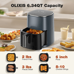 Air Fryer 6 Quart Capacity With Window Square Air Fryer 12-in-1 Air Fry, Roast, Reheat, Dehydrate, Bake, Steam With 400F - Otaj Gifts