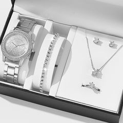 Women's Three-eye Quartz Diamond-embedded Watch - Otaj Gifts