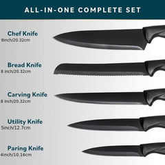 7-Piece High Carbon Stainless Steel Kitchen Knife Set With Handles And Sharpener - Otaj Gifts