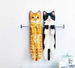 Cat Hand Towels Long Cat Shape Wipe Handkerchiefs Bath Towels For Bathroom Kitchen - Otaj Gifts