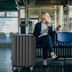 Vertical 4-in-1 Spinner Wheel With Handle Trolley Case 16in 20in 24in 28in ABS Aluminum Alloy Trolley Classic Color - Black - Otaj Gifts