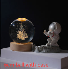 3D Crystal Ball Night Light Solar System Cosmic Theme LED Decoration Light Wooden Base Astronomy Nightlights Birthday Gift - Otaj Gifts