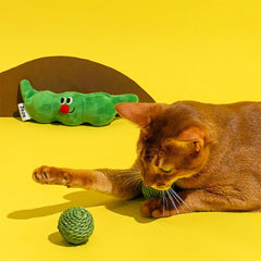 3PCS Cat Toy Balls, Interactive Pet Play Balls Sisal Rope Scratching Chew Ball Toy With Rustling Sound Pea Pod Storage For Indoor Kitten Training Hunting - Otaj Gifts