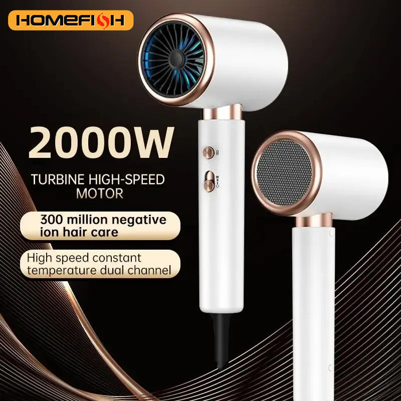 F37 2000W  Gear Professional Hair Dryer Negative Lonic Blow Dryer Hot Cold Wind Air Brush Hairdryer Strong PowerDryer Salon Tool - Otaj Gifts