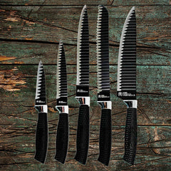 Set Of Knives 6 Pieces Stainless Steel Knife Set Black - Otaj Gifts