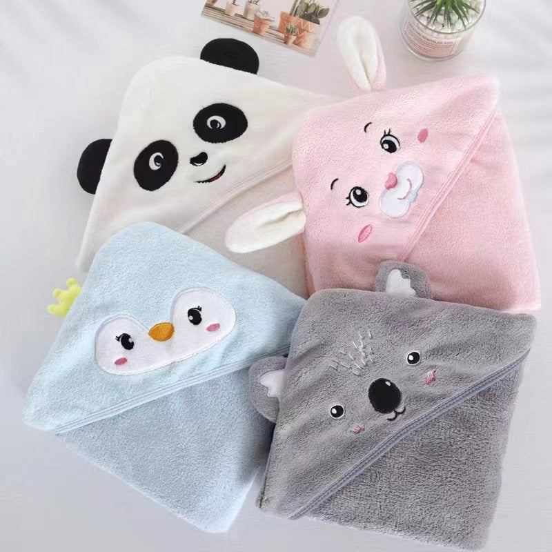 Coral Fleece Three-dimensional Cartoon Bath Towel Children Hoodie Cloak - Otaj Gifts