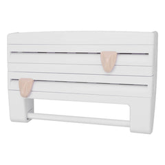 Cling Film Holder Wall Mount Multifunctional Cling Film Cutter with Screws for Kitchen White - Otaj Gifts