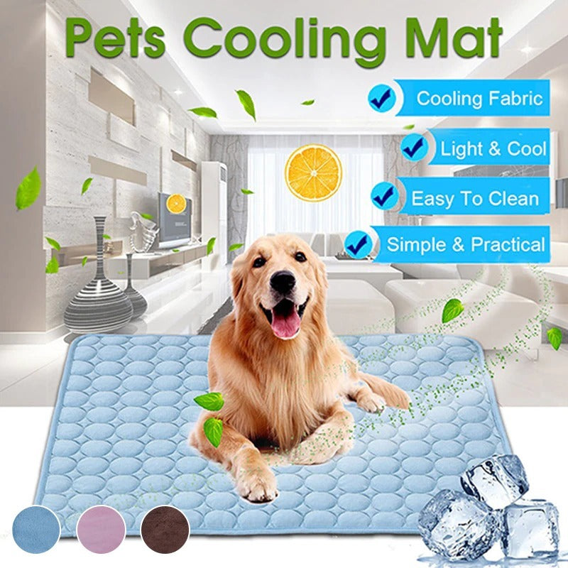 Dog Cooling Mat Cooling Pad For Pets Chilly Pad For Kennels, Crates, Cars, Indoor & Outdoor Ice Silk Mat Cooling Blanket Cushion Non-Toxic Breathable Sleep Bed Beach - Otaj Gifts