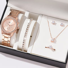 Women's Three-eye Quartz Diamond-embedded Watch - Otaj Gifts
