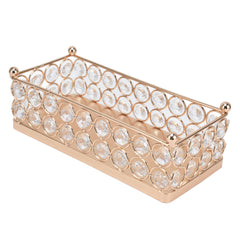 Cake Display Stand Golden Finish Rectangular Light Weight Exquisite Snacks Desserts Crystal Tray Holder - Otaj Gifts