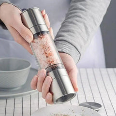 Salt Pepper Grinder 2 In 1 Manual Stainless Steel Salt Pepper Mills Adjustable Ceramic Grinding Spice Mill Kitchen Tool Gadgets - Otaj Gifts
