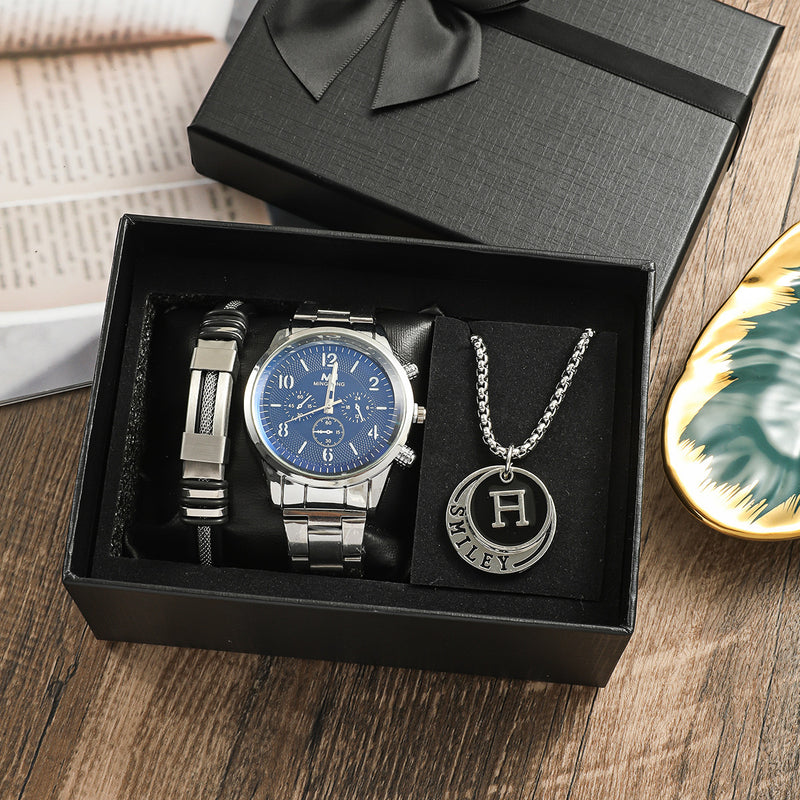 Men's Business Gift Holiday Birthday Gift Bracelet Necklace Watch Suit - Otaj Gifts