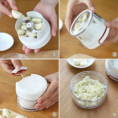 Mini Multiprocessor Manual Crusher 2 Laminas Inox Garlic - Otaj Gifts