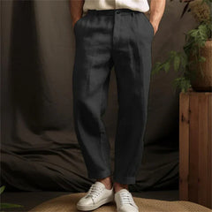 Men's Linen Solid Color Casual Light Outdoor Straight-leg Trousers - Otaj Gifts
