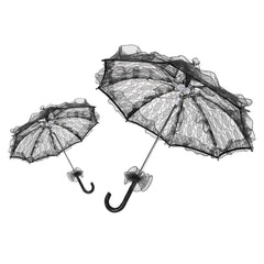 Wedding Bride Umbrella Unique Foldable Lace Fabric Parasol Umbrella Performance PropsBlack - Otaj Gifts