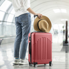 Curved Vertical Stripe 4-in-1 Trolley Case 16in 20in 24in 28in ABS Aluminum Alloy Tie Rod - Otaj Gifts