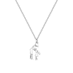 Stainless Steel Mother And Children Necklace Love Mom Son Daughter Pendant Necklace Family Gifts - Otaj Gifts