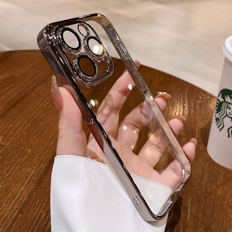 All-inclusive Electroplating Transparent TPU Comes With Lens Protector Phone Case - Otaj Gifts