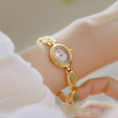 Women's Watch Ladies Bracelet Luxury Brand Waterproof Retro Natural Dongling Stone Hetian Jade Advanced Chain Watches Gift - Otaj Gifts