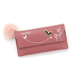 Fashion Ladies Long Hair Ball Bow Purse - Otaj Gifts