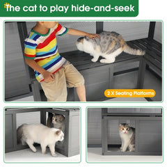 Luxury Cat Cage Outdoor Wooden Cat Fence Patio Large Cat Running House - Otaj Gifts