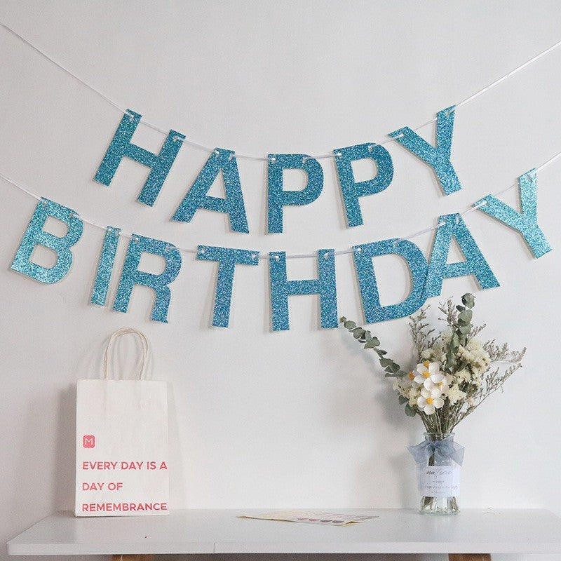 Happy Birthday Letter Flag Party Background Wall Decoration - Otaj Gifts
