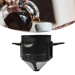 Foldable Portable Pour Over Coffee Dripper Reusable Double Layer Mesh Coffee Filter Black - Otaj Gifts