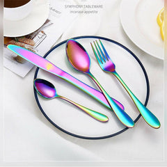 24 Pcs Deluxe Stainless Steel Knife Fork Spoon Teaspoon Kitchen Cutlery Set - Otaj Gifts