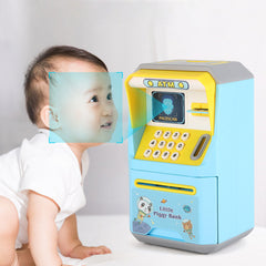 Mini Bank ATM Machine Simulation Face Recognition ATM Machine Money Storage Bank Educational Toys Blue - Otaj Gifts