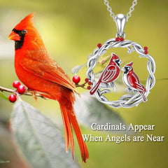 Cardinal Tree Of Life Necklace in White Gold Plated Sterling Sliver - Otaj Gifts