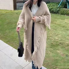 Long Alpaca Wool Sweater Coat, Women's Soft And Waxy Jacket,  Hand Knit Sweater Cardigan, Loose Korean Style, Knitwear, Womens Clothing - Otaj Gifts