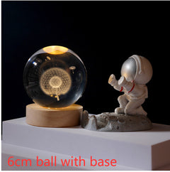 3D Crystal Ball Night Light Solar System Cosmic Theme LED Decoration Light Wooden Base Astronomy Nightlights Birthday Gift - Otaj Gifts