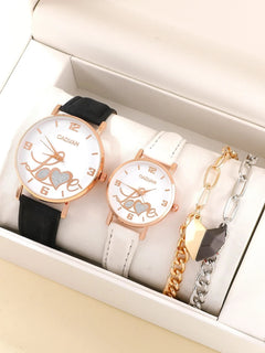New Fashion Simple All-match Couple Watch Heart Bracelet Suit - Otaj Gifts