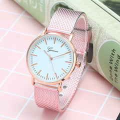 Geneva Watch Dial Plate Mesh Belt Female Minimalist Thin - Otaj Gifts