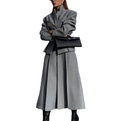 Fashion Waist-controlled Small Suit A- Line Skirt Two-piece Suit - Otaj Gifts