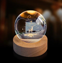 3D Crystal Ball Night Light Solar System Cosmic Theme LED Decoration Light Wooden Base Astronomy Nightlights Birthday Gift - Otaj Gifts