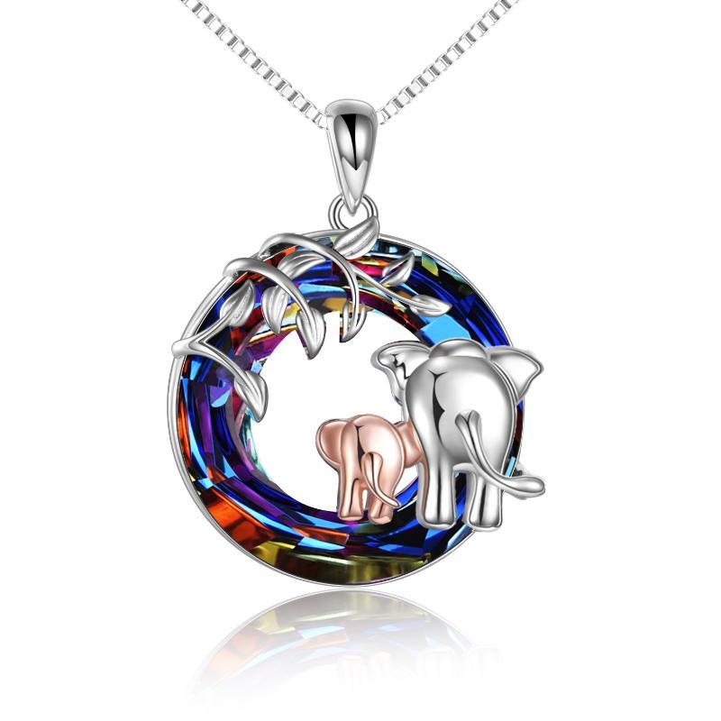 Elephant Necklace with Crystal Jewelry Gifts for Women Sterling Silver - Otaj Gifts
