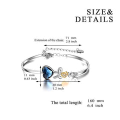 I Love You Heart Bangle Bracelet Fine Jewelry in Sterling Silver with Crystal - Otaj Gifts
