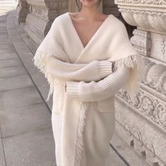 Long Alpaca Wool Sweater Coat, Women's Soft And Waxy Jacket,  Hand Knit Sweater Cardigan, Loose Korean Style, Knitwear, Womens Clothing - Otaj Gifts