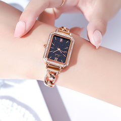 Luxury Rhinestone Denim With Small Green Watch - Otaj Gifts
