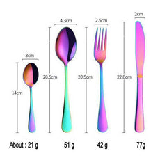 24 Pcs Deluxe Stainless Steel Knife Fork Spoon Teaspoon Kitchen Cutlery Set - Otaj Gifts