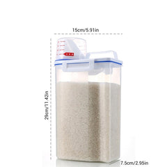 2 PCS Rice Storage Bin 2KG Portable Food Grain Storage Box Rice Storage Box Dispenser Sealed Tank with Measuring Cup - Otaj Gifts