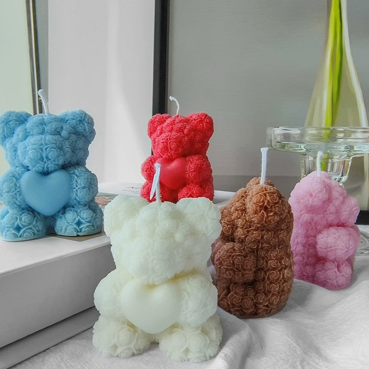 Rose Bear Aromatherapy Candle Creative Bedroom Decoration Valentine's Day Girls' Gifts - Otaj Gifts