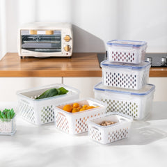 1Pc/3Pcs Fruit Vegetable Storage Containers for Fridge Produce Saver Containers with Lid Colander Refrigerator Organizer Bins Produce Keepers - Otaj Gifts
